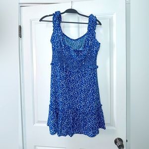 Blue and White Floral Dress - Size L